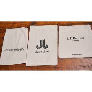 Lot 3 LK Bennett Donald Pliner Jorge-Juan White Cotton Flannel Shoe Dust Bags